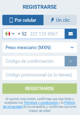 Cómo registrarse en 1xbet