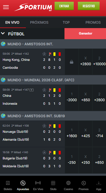 mercados de deportes en vivo Sportiumbet