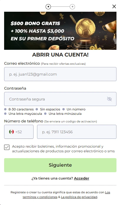 formulario de registro de winpot mx